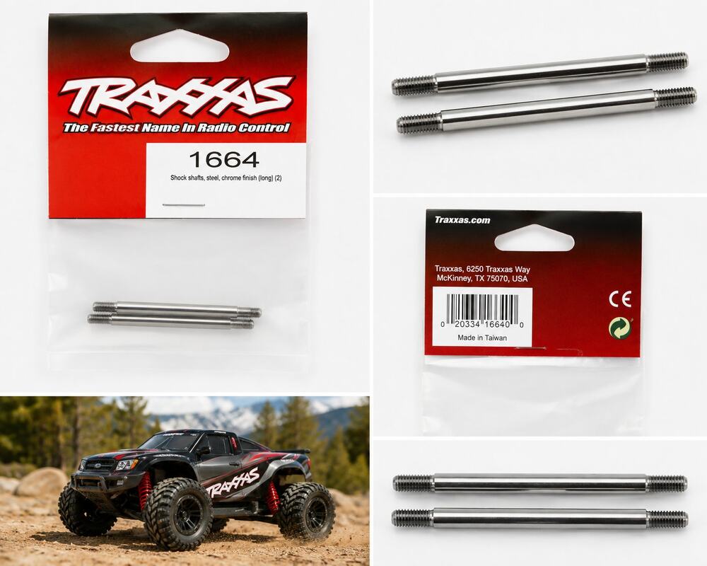 Traxxas 1664 Steel Shock Shafts – Chrome Finish – Long – 2 Pack